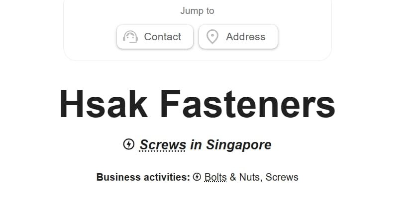 Fastener Suppliers Singapore