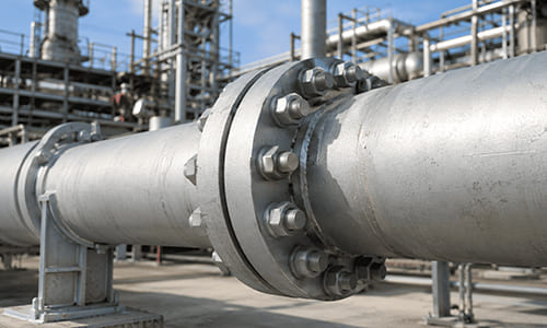 industrial pipeline flange with bolted connection